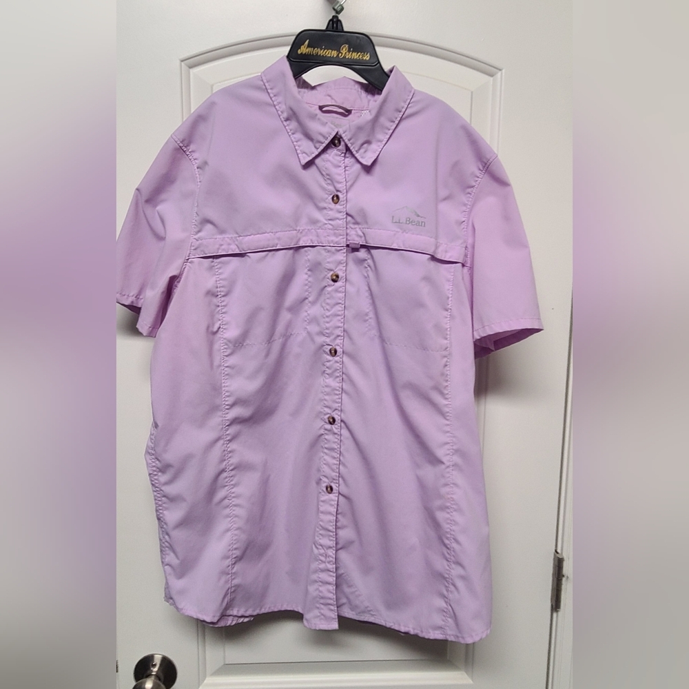 L.L. Bean Tall Womens Tropicwear Lavender Button Down Shirt